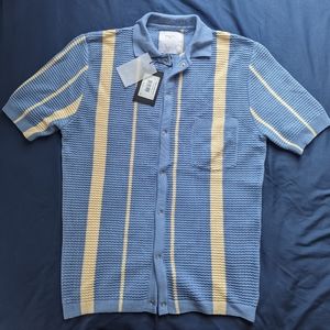 NWT Men's Percival Adaman Breeze Shirt Knitted Cotton, Heather Blue, size M